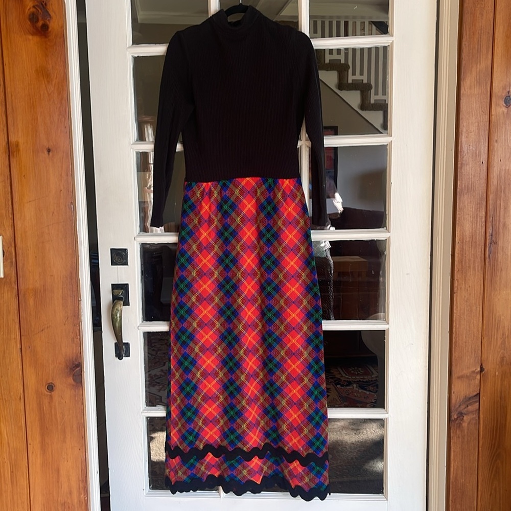 BOHO 70’s Maxi plaid Vintage SZ 8